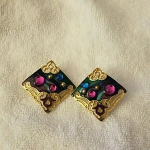 Colorful Square Enamel Earrings